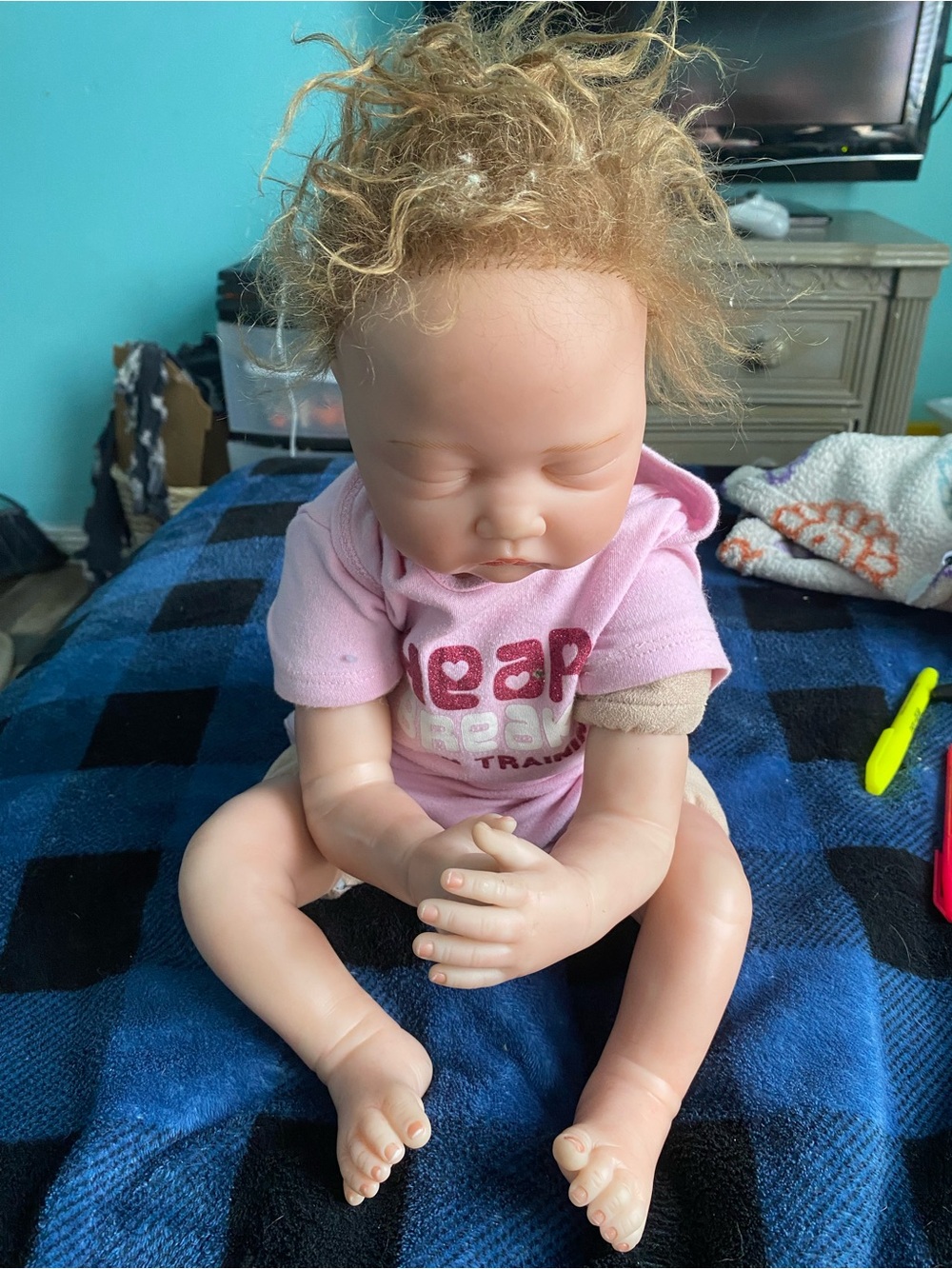 Soft Pink Baby Doll with Blonde Hair - Cuddly Role-Play Toy